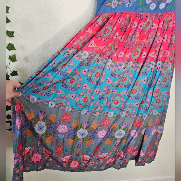 NWOT Natural Life Gigi Floral Midi Dress Blue Red Boho Floral Squareneck Hippie - Picture 7 of 12